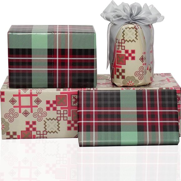 Wrapping Paper Sheets (6) and Pull Bows (3) Folded Flat - Picture 1 of 5